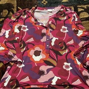 Floral Women's Top - Pink and Red